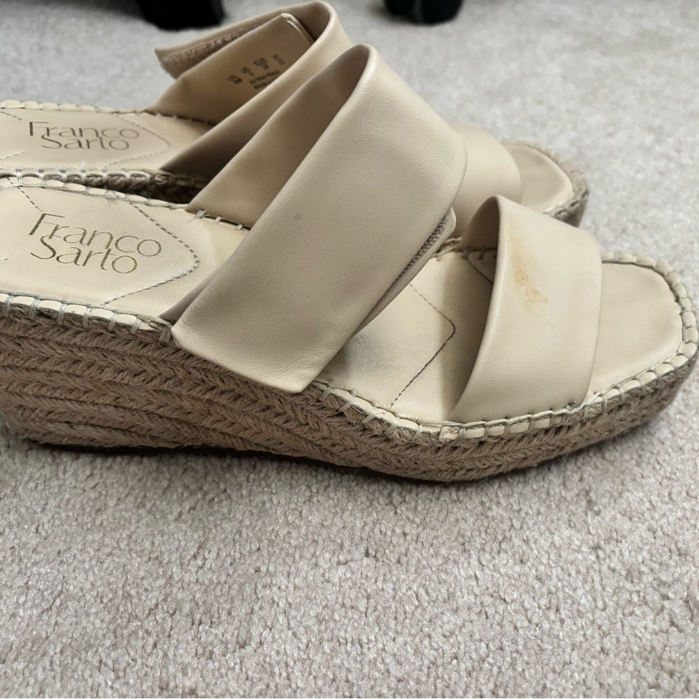 Franco Sarto Cream Wedge Sandals